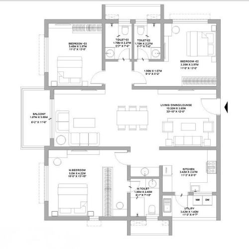 3BHK East Facing