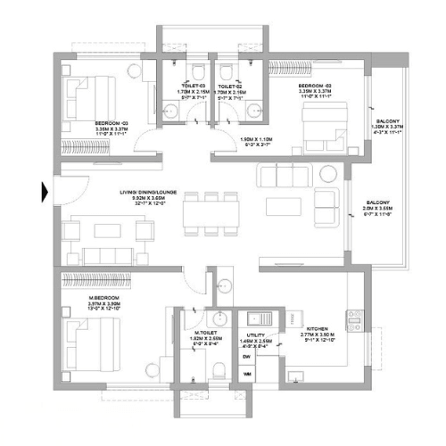 3BHK West Facing